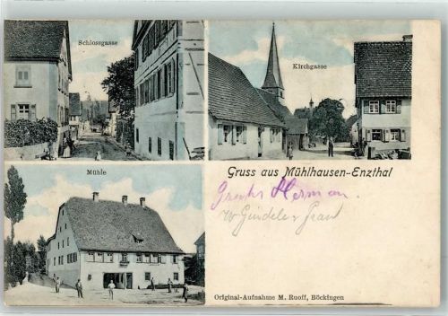 Mühlhausen 1913 Schlossgasse Kirchgasse Mühle
