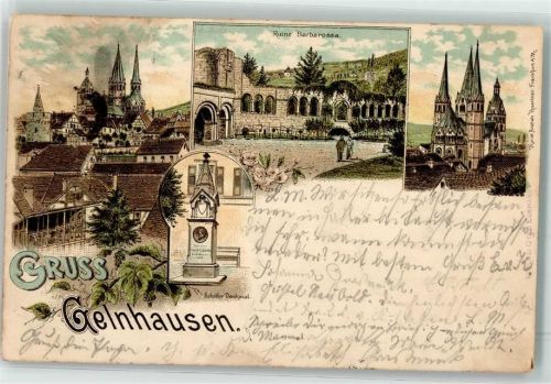 Gelnhausen 1897 Schöffer Denkmal Ruine Barbarossa