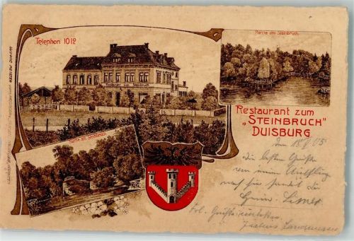 Duisburg 1905 Gasthaus zum Steinbruch Am Steinbruch Wappen
