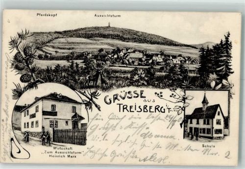 Treisberg Pferdskopf Aussichtsturm Gasthaus zum Aussichtsturm Schule