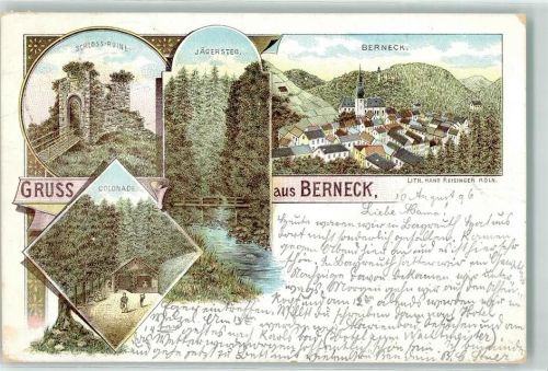 Bad Berneck 1896 Schloss Ruine Jägersteg Colonade Gruss Kirche