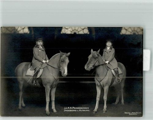 Prinzessinnen Ingeborg u. Altburg auf einem Pferd