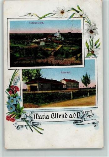 Maria Ellend 1916 Bahnhof, Totalansicht AK