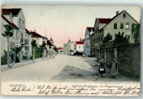Schwabach 1917 Südliche Ringstraße mit Progymnasium