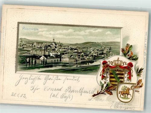 Roßwein 1902 Passepartout Wappen Mulde