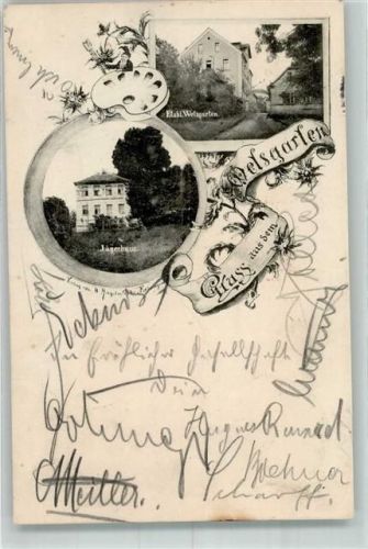 Erlangen 1897 Etablissement Welsgarten Villa Ort lt. Stempel