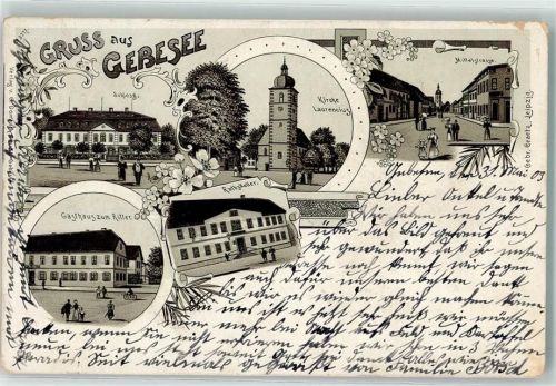 Gebesee 1909 Gasthaus zum Ritter Ratskeller Kirche Laurencius