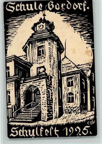 8482 Gosdorf Künstlerkarte Schulfest 1925 - Original Holzschnitt von Voigt - Ereignis AK