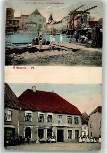 Schwaan 1909 Warnow-Brücke Brückenstraße Gasthaus