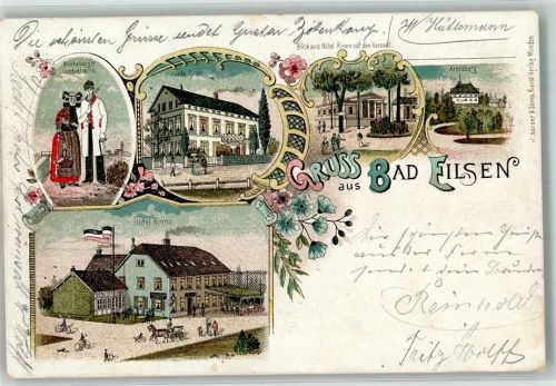Bad Eilsen 1901 Volkstrachten Hotel Rinne Villa Rinne Arensburg Lithographie