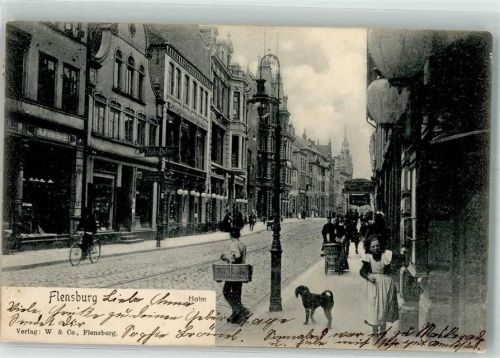 Flensburg 1904 Holm Fahrrad Hund Kinderwagen
