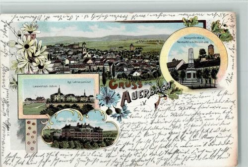 Auerbach 1901 Gruss aus - Kriegerdenkmal, gute Erhaltung AK