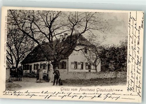 Nidda 1901 Gasthaus Forsthaus Glaubzahl Riesenschnauzer Ort lt. Stempel