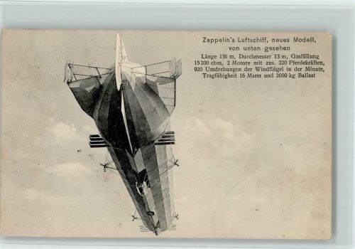 Luftschiff neues Modell von unten gesehen , Verlag Eduard Schwarz Nr. 505 AK Zeppelin 1910