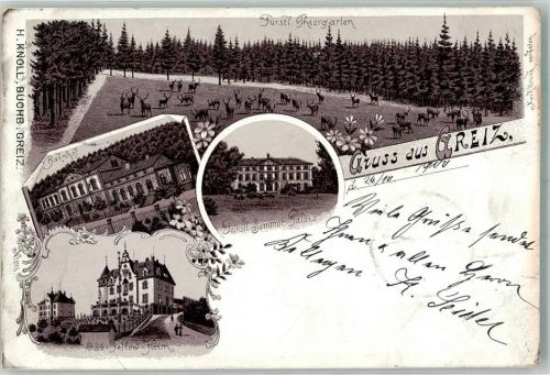 Greiz 1900 Vorläufer Odd-Fellow-Heim Fürstl. Sommer-Palais Bahnhof Tiergarten