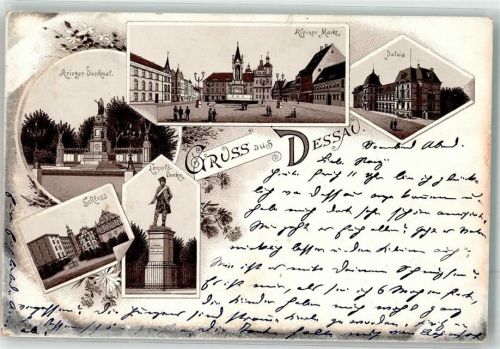 Dessau 1894 Vorläufer Leopold-Denkmal Schloß Krieger-Denkmal Kleiner Markt