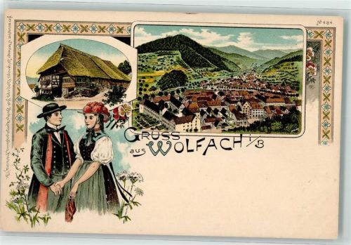 77709 W7620 Wolfach Lithographie Volkstrachten Bauernhaus