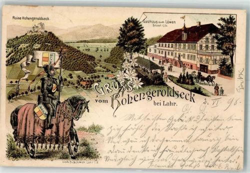 Reichenbach 1898 Ruine Hohengeroldseck Ritter Gasthaus zum Löwen Ort lt. Stempel