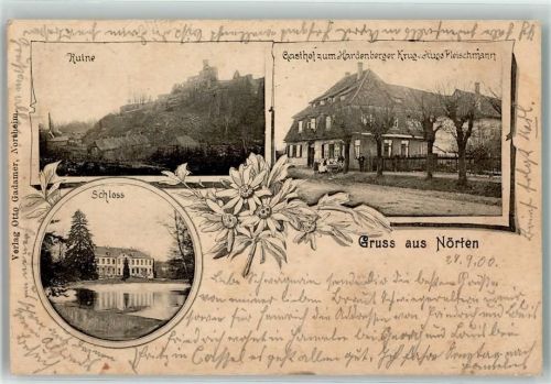 37176 W3412 Nörten-Hardenberg 1900 - Ruine Schloß Gasthaus zum Hardenberger Krug
