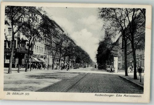 Kreuzberg Reichenbergerstraße/Ecke Mariannenstraße Litfaßsäule Straßenbahn
