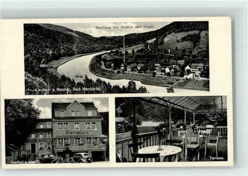 Eberbach OT. Lindach Gasthaus zum Hirsch Terrasse Neckar
