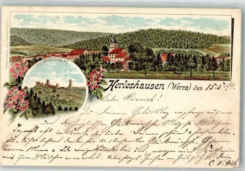 Herleshausen 1899 Drandenburg Bahnpost Eisenach-