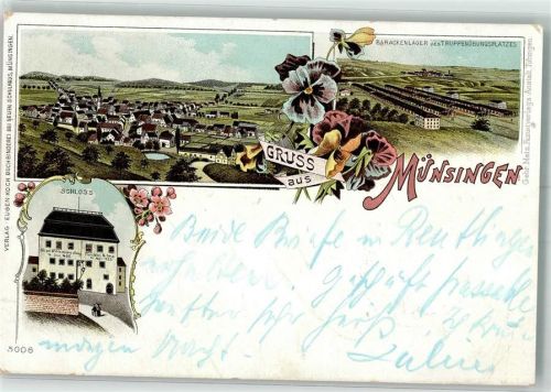 Münsingen 1898 Stiefmütterchen Schloß Münsingen Truppenübungsplatz Barackenlager