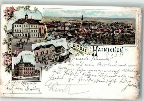 Hainichen 1898 Postamt Bahnhof Rathaus