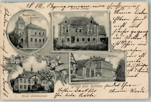 Rüthen Kgl. Lehrerseminar Kaiserl. Postamt Gasthaus Jacoby Rathaus