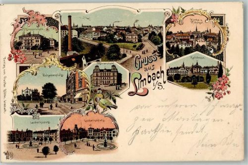 Limbach-Oberfrohna 1901 Johannesplatz Ludwigsplatz Bürgerschule Rittergut Kirche Singvögel Verlag Ottmar Zieher-München