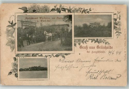 Grünheide 1899 Gasthaus Werlnixe am Peetz u. Werl-See
