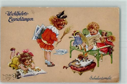 1921 Verlag Gebr. Dietrich Serie 254-8 Wohlfahrts-Einrichtungen Tintenfass Puppen AK