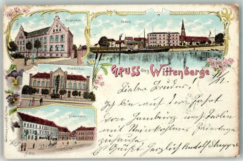 Wittenberge 1900 Bismarckplatz Knabenschule Bürgerschule Elbdeich