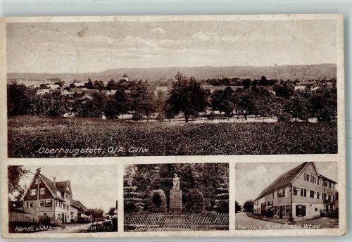 75385 W7265 Oberhaugstett - Hand. von Marie Hartmann Denkmal Handl. von Marh. Pross Wtwe Landpost