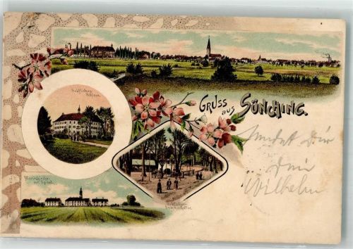 93104 W8406 Sünching 1902 Lithographie Gräfl. Schloß Moritzkirche Spital Gräfl. Sommerkeller Verlag Ottmar Zieher-München