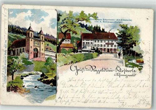 Bad Rippoldsau 1899 Gasthaus zum Erbprinzen - Alt Klösterle sign. K. Fuchs Ort lt. Stempel