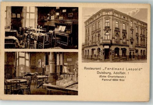 Duisburg Gasthaus Ferdinand Leopold Adolfstraße Emailleschilder Gastraum Klavier Tresen