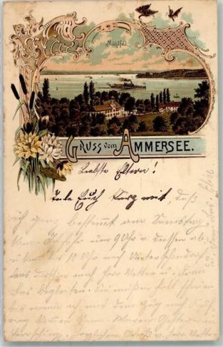 Herrsching 1898 Lithographie Mühlfeld Ammersee