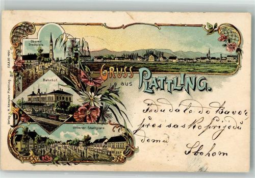 Plattling 1899 Unterer Stadtplatz Bahnhof Oberer Stadtplatz