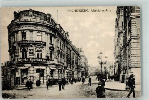 Liberec Reichenberg i. Böhmen - Altstädterplatz Bezirks Sparkasse Amtshaus des Bezirkes