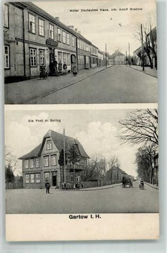 29471 W3136 Gartow , Elbe Foto AK Springstraße Post Hotel Deutsches Haus
