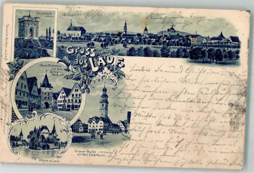 Lauf 1901 Wasserwerk Schloß zu Lauf Unterer Markt Stadtturm