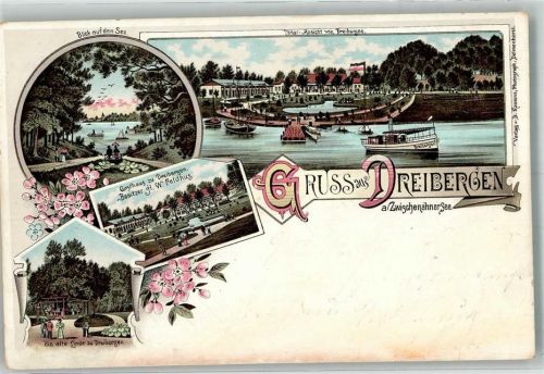 Dreibergen 1897 Gasthaus Blick auf den See