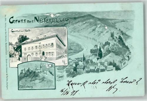 Neckarsteinach 1898 Gasthaus zur Harfe Dilsberg