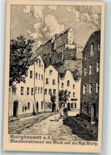 Burghausen Mauternstraße Kgl. Burg Zeichnung