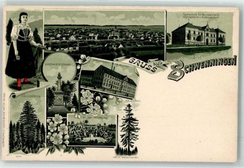 Schwenningen Kaiser Wilhelm Denkmal Uhrenfabrik Fr. Mauthe Fachschule f. Feintechnik Tracht
