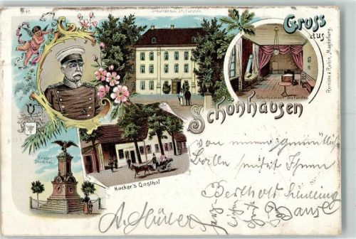 39524 O3520 Schönhausen Elbe 1901 Lithographie Bismarck Geburtshaus Gasthaus Zum Fürsten Kriegerdenkmal