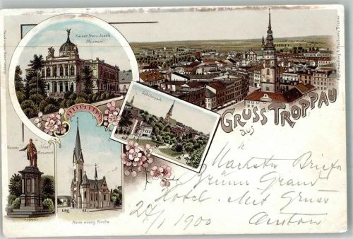 Opava 1900 Denkmal Kaiser Josef Ev. Kirche Museum Schillerpark