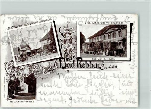 Bad Rehburg 1900 Hotel zum Herzog von Cambridge Friederiken Kapelle Knoop´´s Hotel Gasthaus Garten