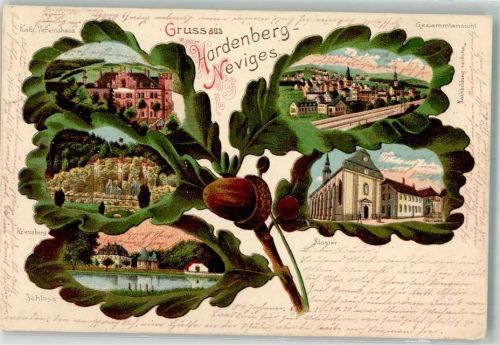 Neviges 1901 Eichelblatt Kloster Kreuzberg Schloß Kath. Vereinshaus Bahnpost Zug 807